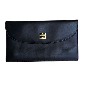 Vintage Givenchy Luxury Black Leather Bifold Wall Gv3 Collection